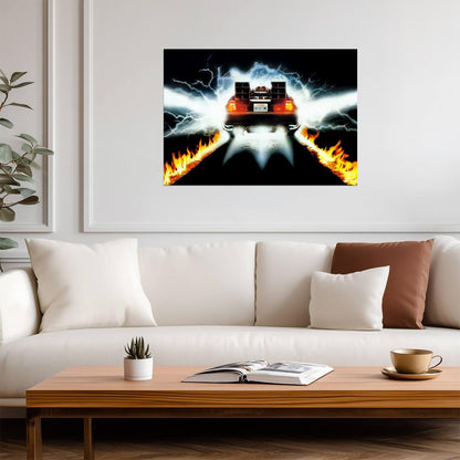 Back to the Future DeLorean | Classic 80s Movie Poster | Sci-Fi Film Wall Art - Movies & TV Poster