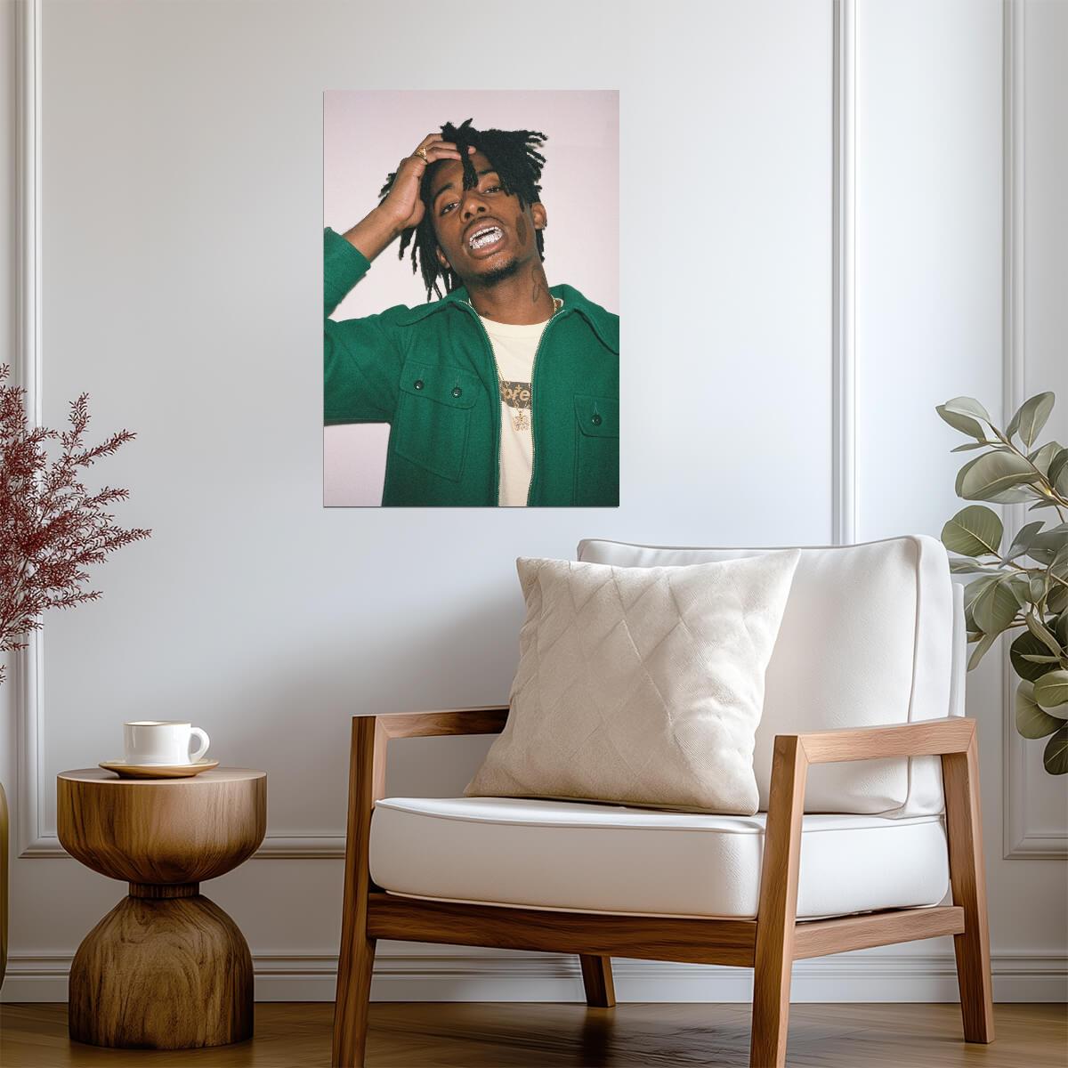 Playboi Carti in Green Jacket | Grillz Portrait Poster | Hip Hop Music Star - Music Poster
