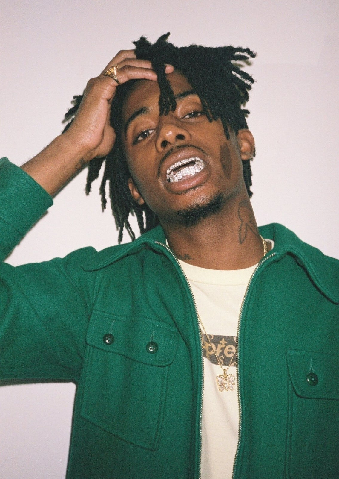 Playboi Carti in Green Jacket | Grillz Portrait Poster | Hip Hop Music Star - Music Poster