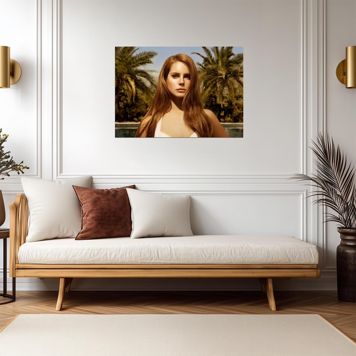Lana Del Rey Palm Trees Portrait | Music Star Poster | Celebrity Wall Art - Music Poster