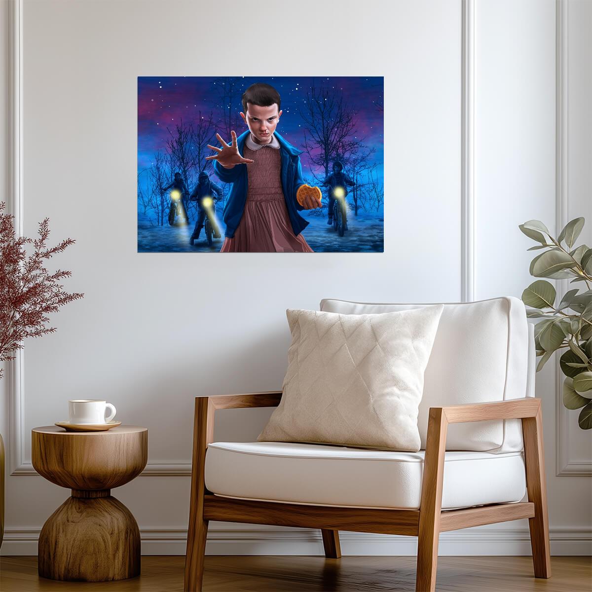Stranger Things Eleven with Waffle | Sci-Fi TV Show Poster | 80s Nostalgia Art - Movies & TV Poster