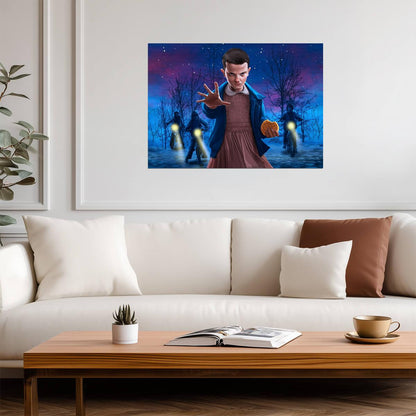 Stranger Things Eleven with Waffle | Sci-Fi TV Show Poster | 80s Nostalgia Art - Movies & TV Poster
