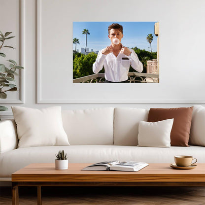 Tom Holland Blowing Bubble Gum | Celebrity Poster | Modern Actor Wall Art - Celebrities Poster