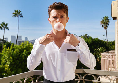 Tom Holland Blowing Bubble Gum | Celebrity Poster | Modern Actor Wall Art - Celebrities Poster