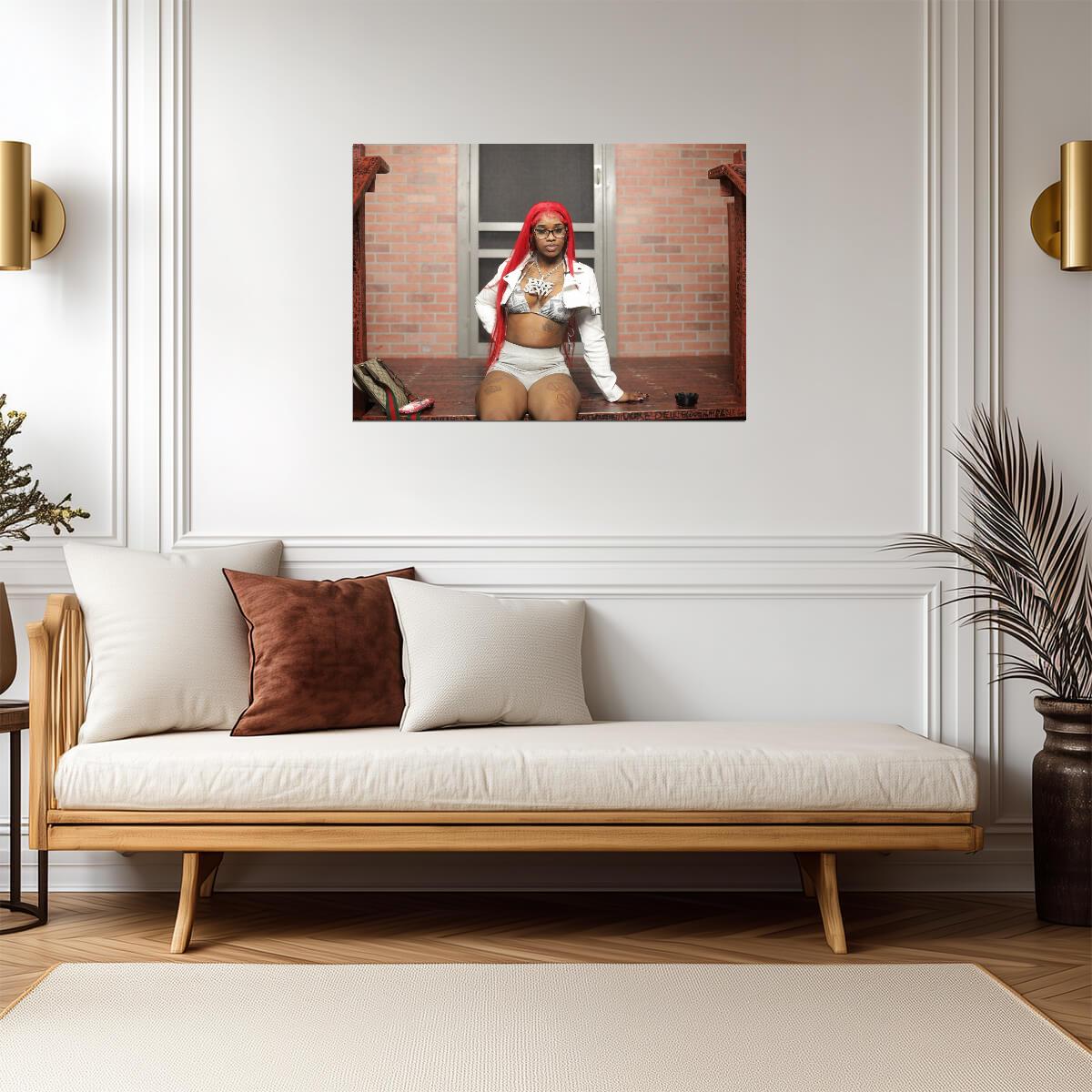 Sexyy Red Red Wig Photoshoot | Hip Hop Star Poster | Sexy Celebrity Wall Art - Music Poster