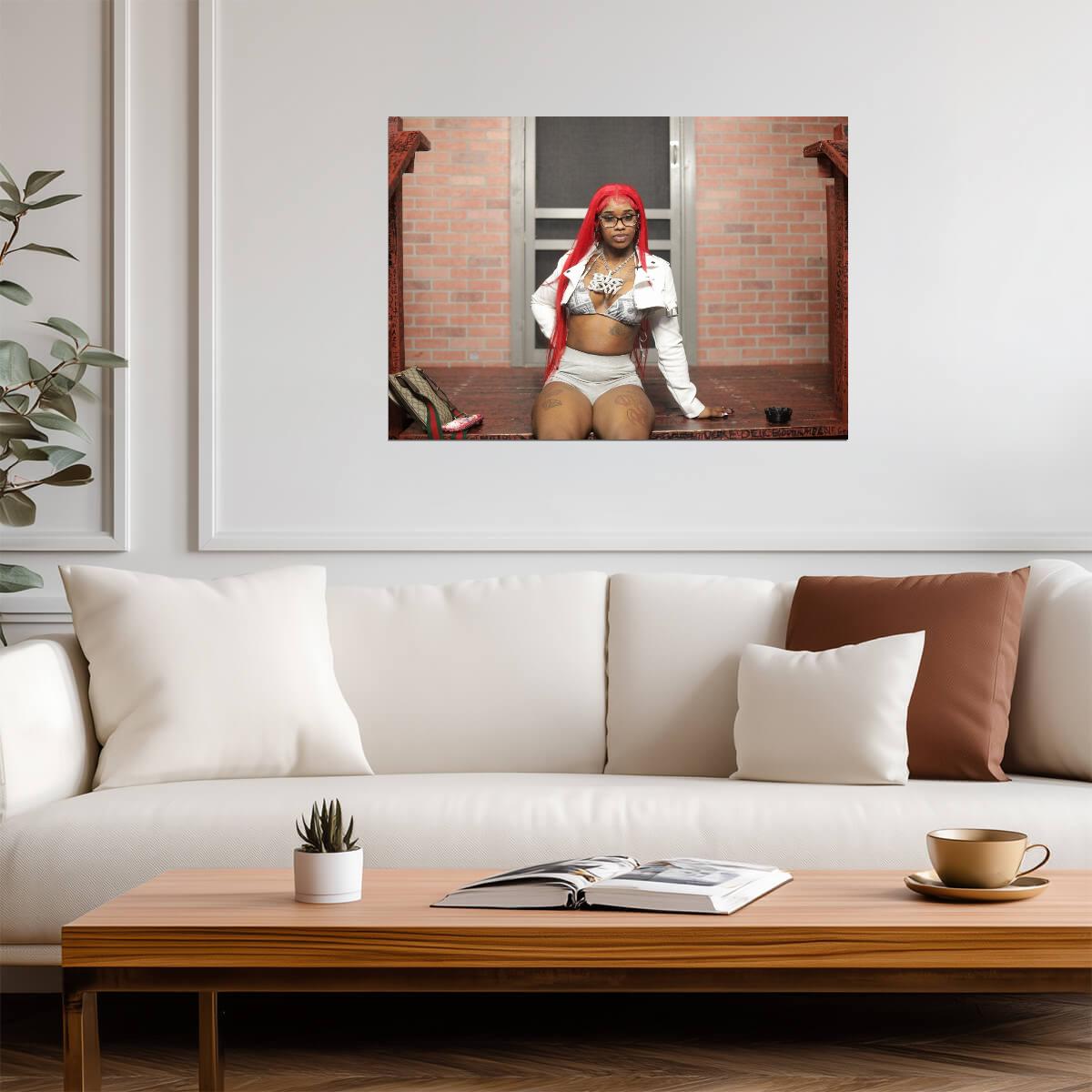 Sexyy Red Red Wig Photoshoot | Hip Hop Star Poster | Sexy Celebrity Wall Art - Music Poster