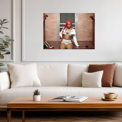 Sexyy Red Red Wig Photoshoot | Hip Hop Star Poster | Sexy Celebrity Wall Art - Music Poster