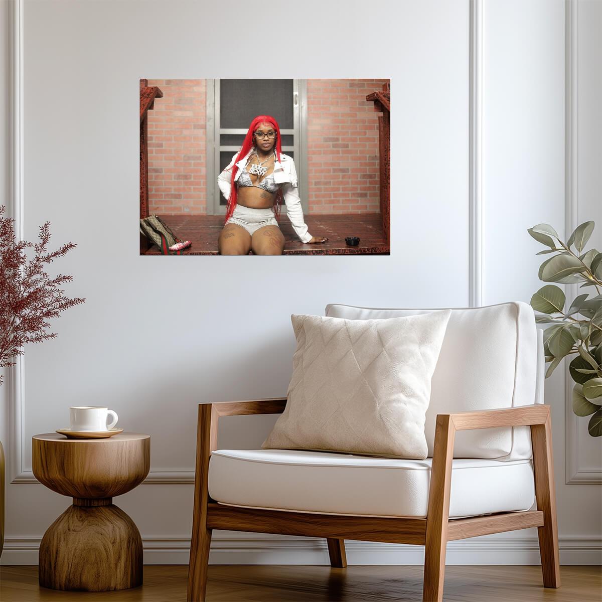 Sexyy Red Red Wig Photoshoot | Hip Hop Star Poster | Sexy Celebrity Wall Art - Music Poster