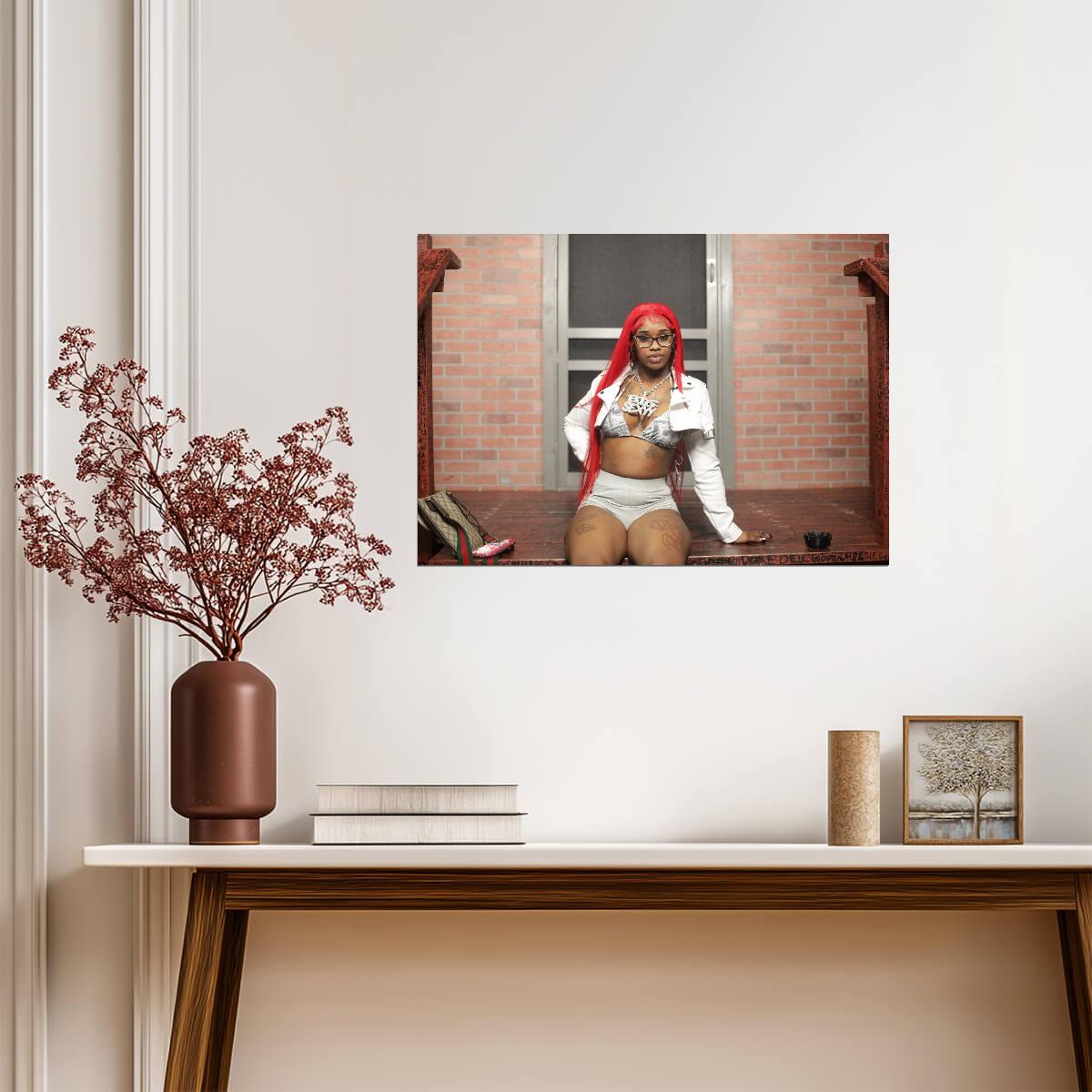 Sexyy Red Red Wig Photoshoot | Hip Hop Star Poster | Sexy Celebrity Wall Art - Music Poster