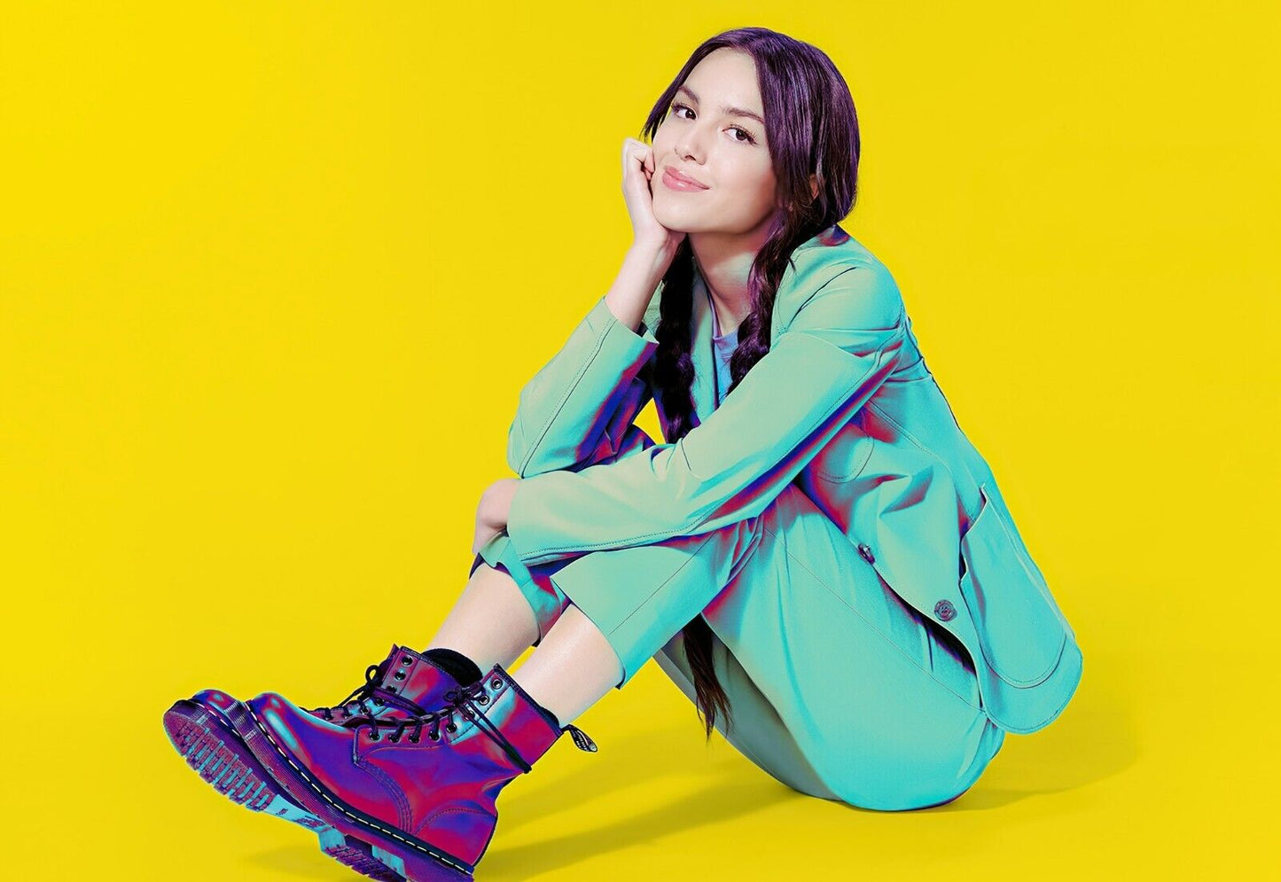 Olivia Rodrigo Yellow Background Photoshoot | Pop Star Poster | Vibrant Music Art - Music Poster