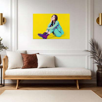 Olivia Rodrigo Yellow Background Photoshoot | Pop Star Poster | Vibrant Music Art - Music Poster