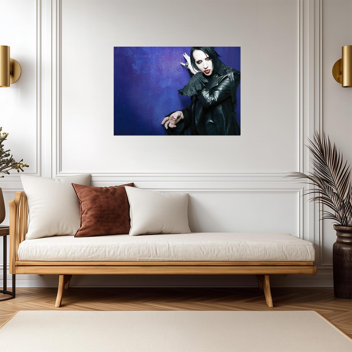 Marilyn Manson Purple Background Portrait | Rock Music Poster | Gothic Wall Art - Music Poster