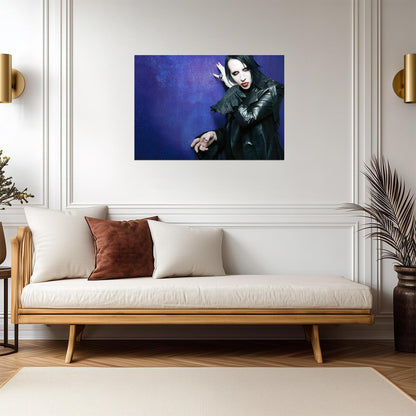 Marilyn Manson Purple Background Portrait | Rock Music Poster | Gothic Wall Art - Music Poster