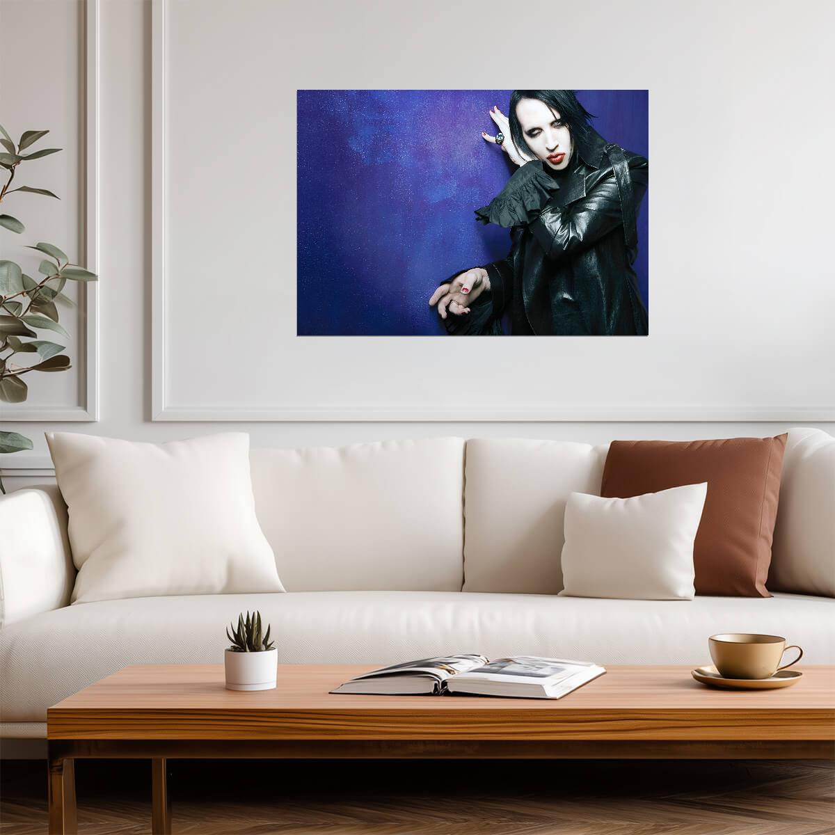 Marilyn Manson Purple Background Portrait | Rock Music Poster | Gothic Wall Art - Music Poster