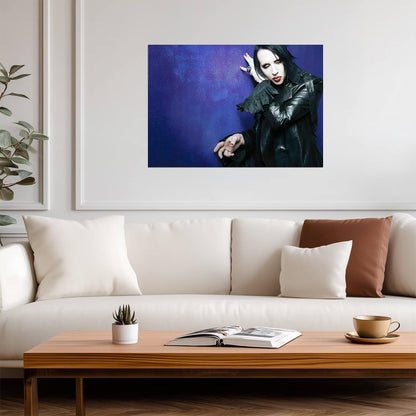 Marilyn Manson Purple Background Portrait | Rock Music Poster | Gothic Wall Art - Music Poster