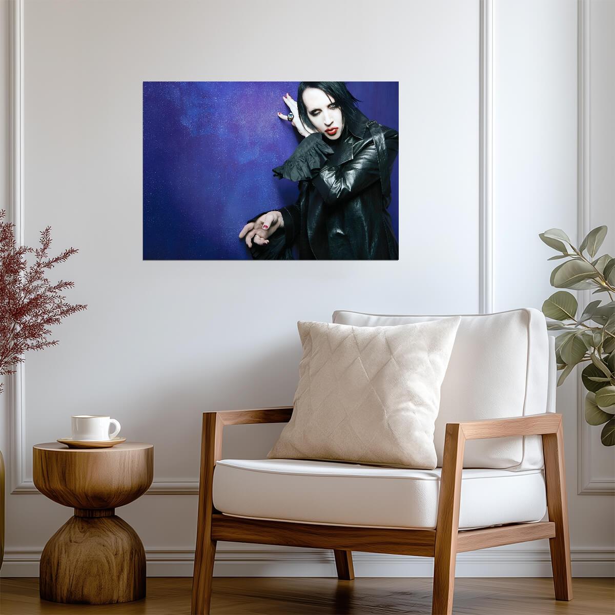 Marilyn Manson Purple Background Portrait | Rock Music Poster | Gothic Wall Art - Music Poster