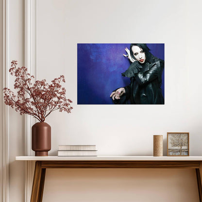 Marilyn Manson Purple Background Portrait | Rock Music Poster | Gothic Wall Art - Music Poster