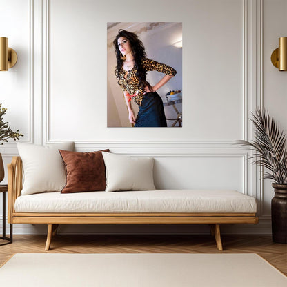 Amy Winehouse Leopard Print Top | Music Legend Portrait Poster | Vintage Soul Art - Music Poster