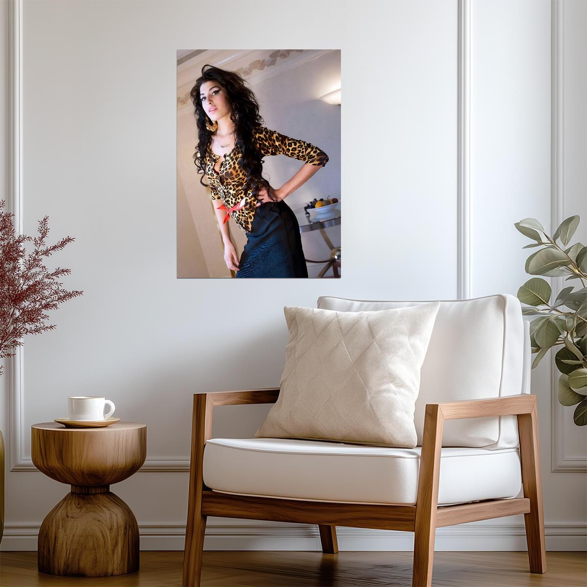 Amy Winehouse Leopard Print Top | Music Legend Portrait Poster | Vintage Soul Art - Music Poster