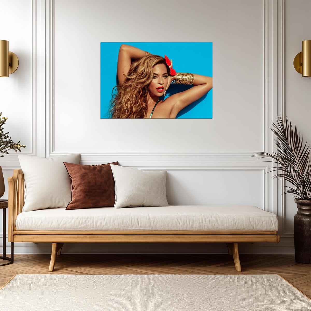 Beyoncé Tropical Photoshoot | Pop Music Star Poster | Vibrant Celebrity Wall Art - Music Poster