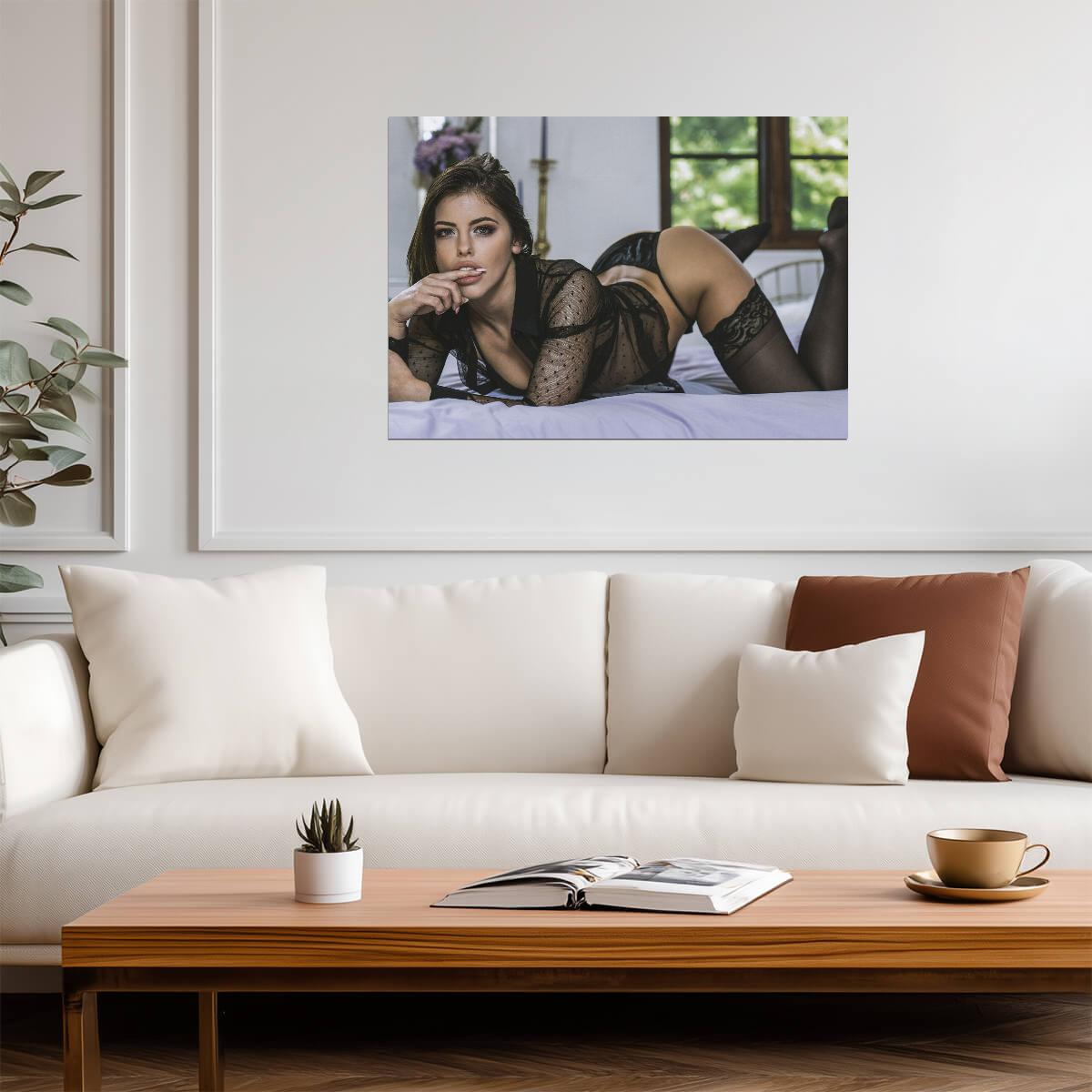 Adriana Chechik in Black Lingerie | Glamour Model Poster | Sexy Boudoir Wall Art - Celebrities Poster