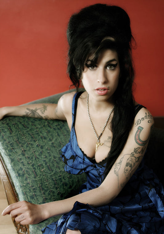 Amy Winehouse Blue Dress Portrait | Music Legend Poster | Vintage Wall Art - Music Poster
