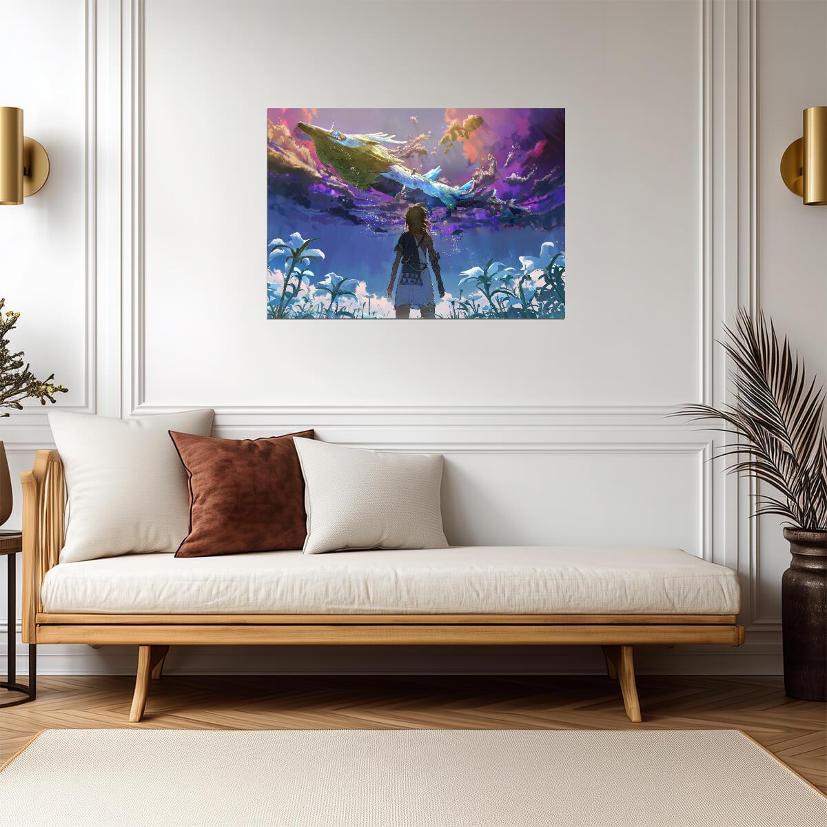 The Legend of Zelda Tears of the Kingdom Link & Light Dragon | Fantasy Game Poster | TOTK Silent Princess Art - Video Games Poster