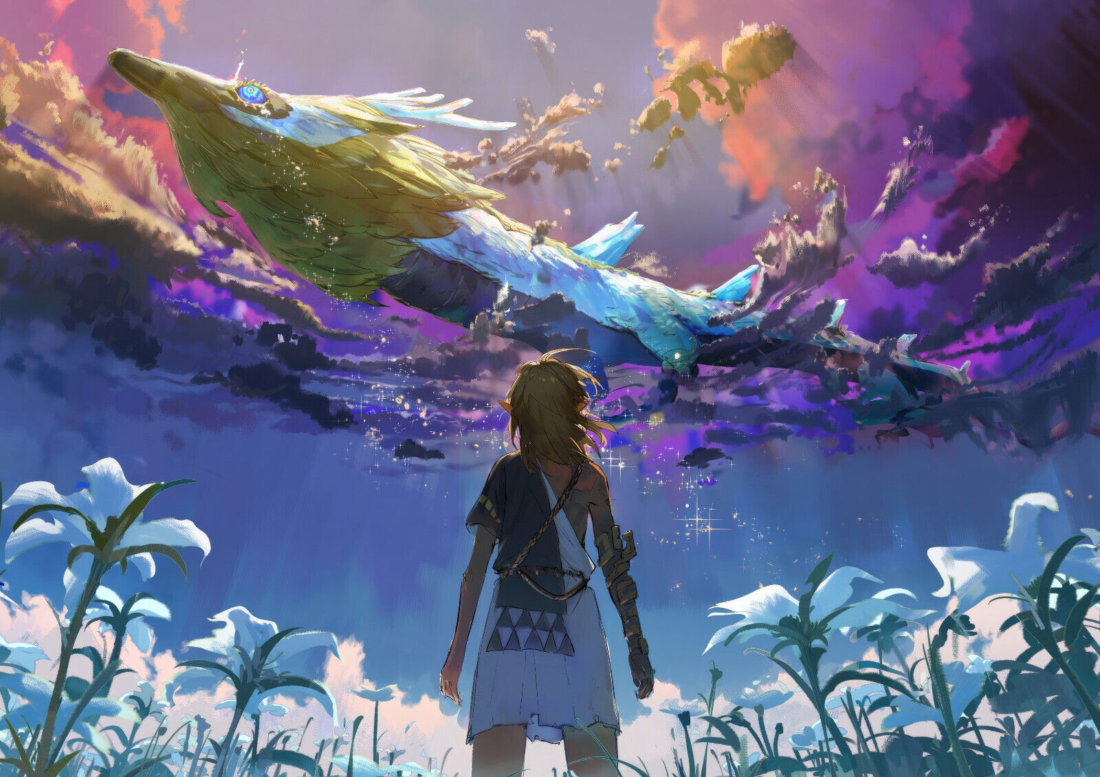 The Legend of Zelda Tears of the Kingdom Link & Light Dragon | Fantasy Game Poster | TOTK Silent Princess Art - Video Games Poster