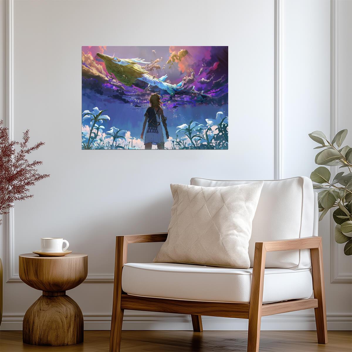 The Legend of Zelda Tears of the Kingdom Link & Light Dragon | Fantasy Game Poster | TOTK Silent Princess Art - Video Games Poster