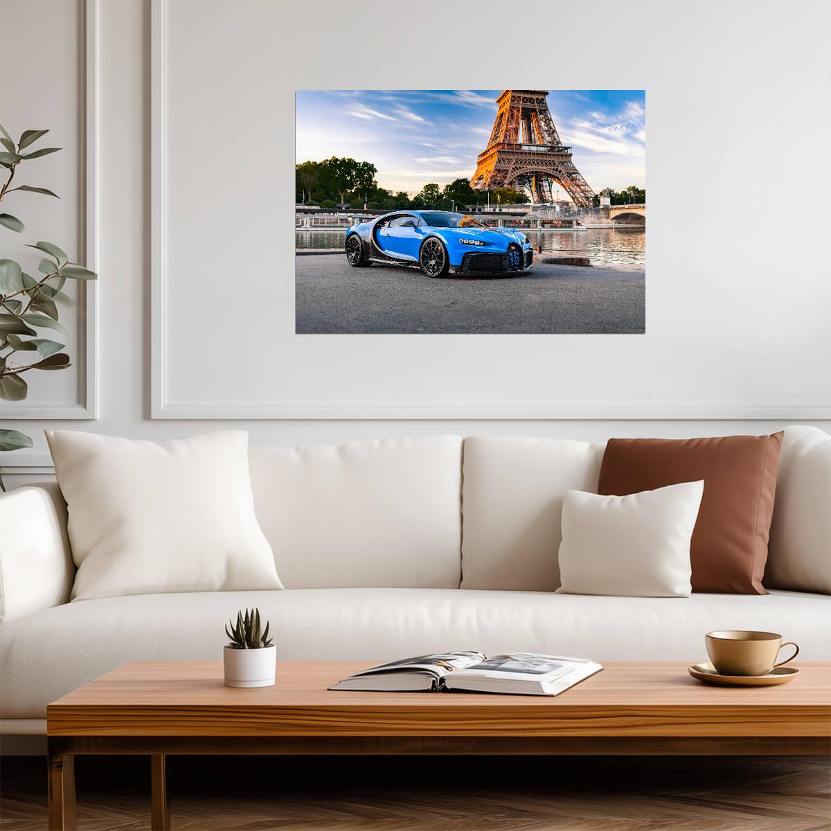Bugatti Chiron Pur Sport | French Hypercar Poster | Blue Supercar in Paris - Cars Poster