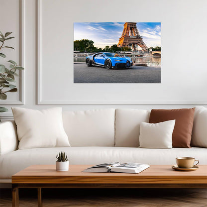 Bugatti Chiron Pur Sport | French Hypercar Poster | Blue Supercar in Paris - Cars Poster