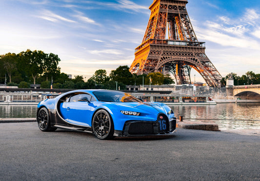 Bugatti Chiron Pur Sport | French Hypercar Poster | Blue Supercar in Paris - Cars Poster