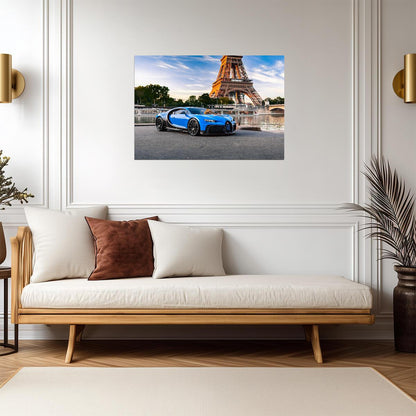 Bugatti Chiron Pur Sport | French Hypercar Poster | Blue Supercar in Paris - Cars Poster