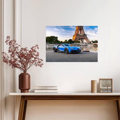 Bugatti Chiron Pur Sport | French Hypercar Poster | Blue Supercar in Paris - Cars Poster