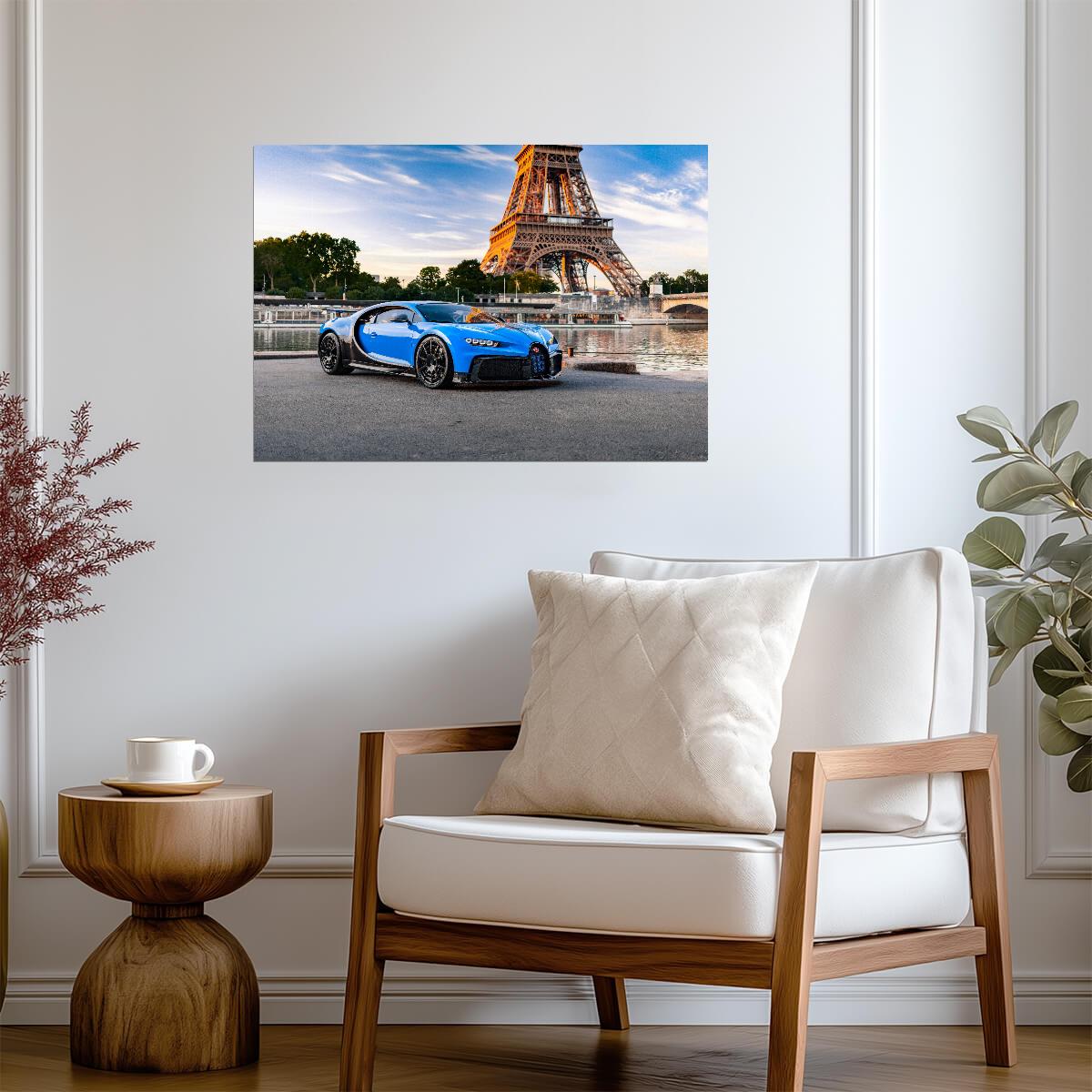 Bugatti Chiron Pur Sport | French Hypercar Poster | Blue Supercar in Paris - Cars Poster