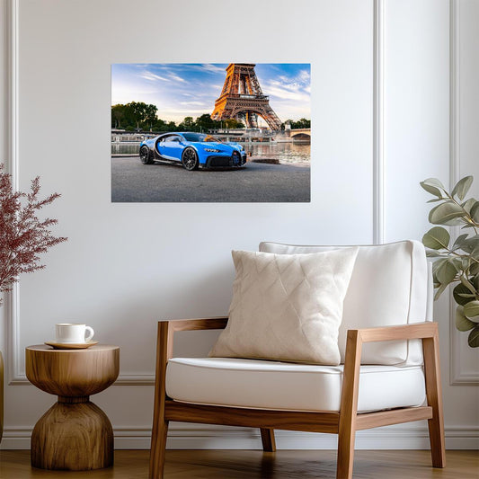 Bugatti Chiron Pur Sport | French Hypercar Poster | Blue Supercar in Paris - Cars Poster