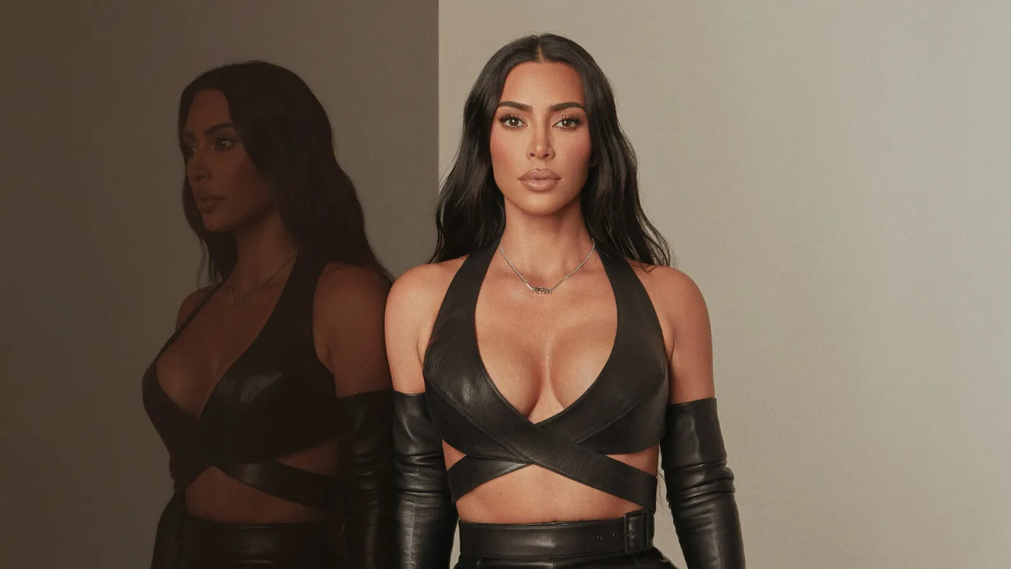 Kim Kardashian in Black Leather | Mirror Reflection Poster | Sexy Celebrity Wall Art - Celebrities Poster