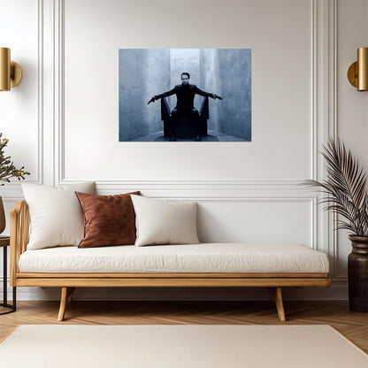 Marilyn Manson Sitting in Chair | Blue Background Poster | Rock Music Wall Art - Music Poster