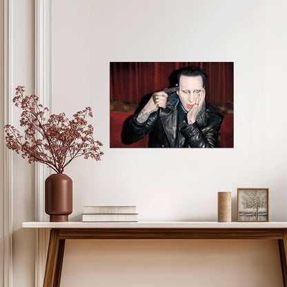 Marilyn Manson Holding Gun to Head | Music Portrait Poster | Shock Rock Art - Music Poster