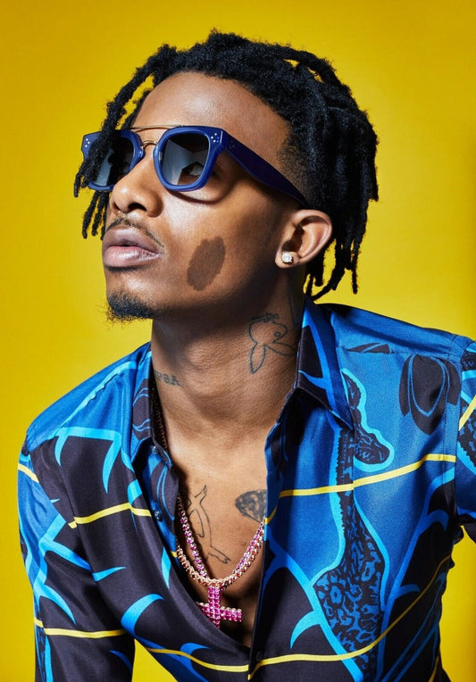 Playboi Carti Blue Shirt Photoshoot | Yellow Background Poster | Celebrity Wall Art - Music Poster