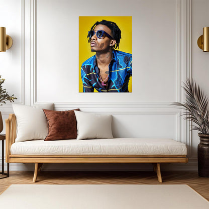 Playboi Carti Blue Shirt Photoshoot | Yellow Background Poster | Celebrity Wall Art - Music Poster