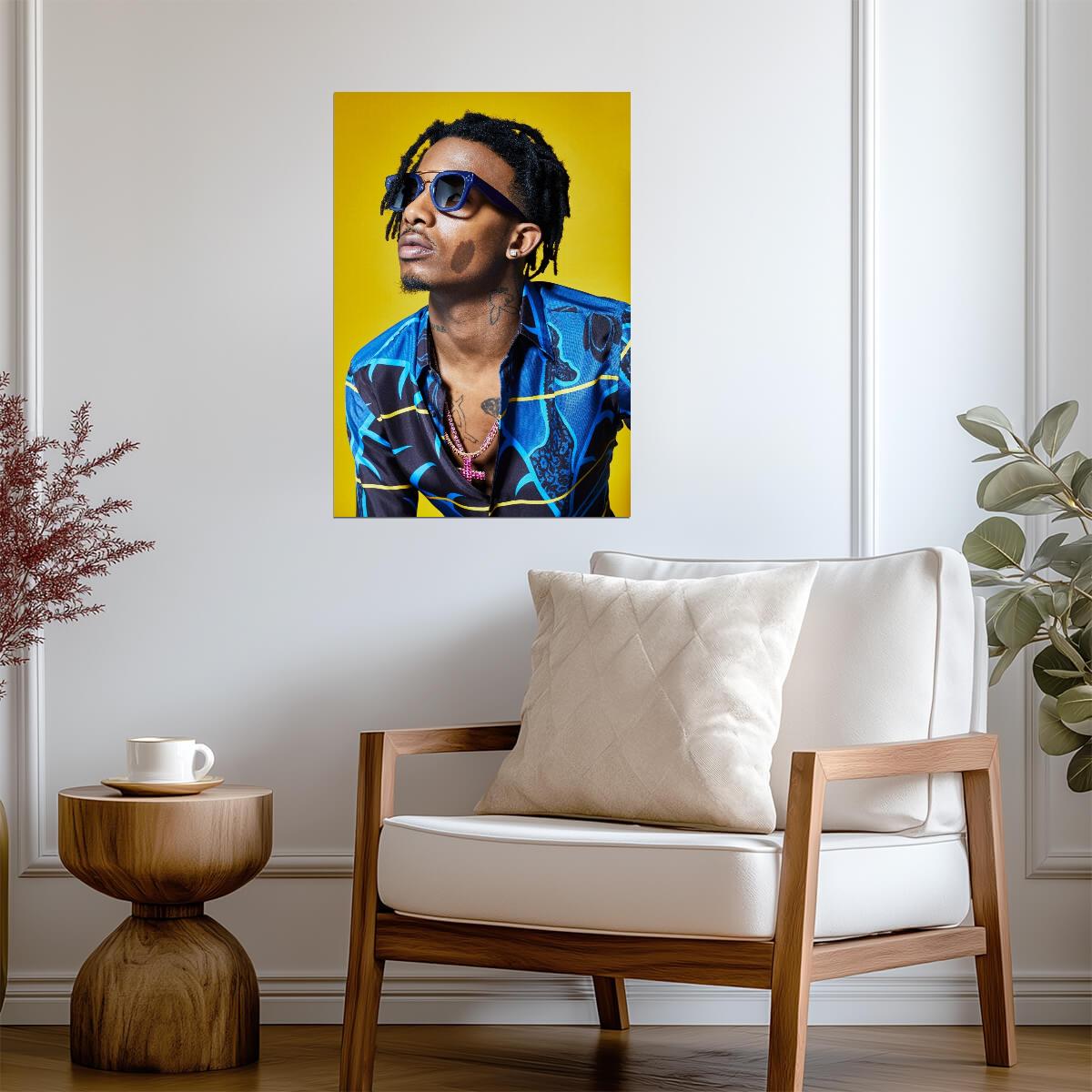 Playboi Carti Blue Shirt Photoshoot | Yellow Background Poster | Celebrity Wall Art - Music Poster