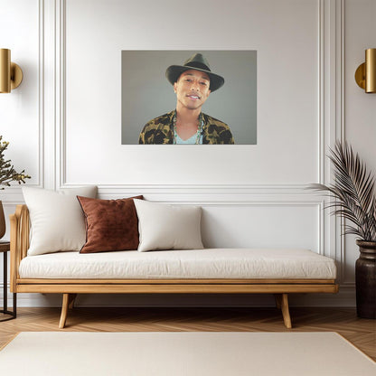 Pharrell Williams in Hat | Celebrity Portrait Poster | Music Star Wall Art - Music Poster