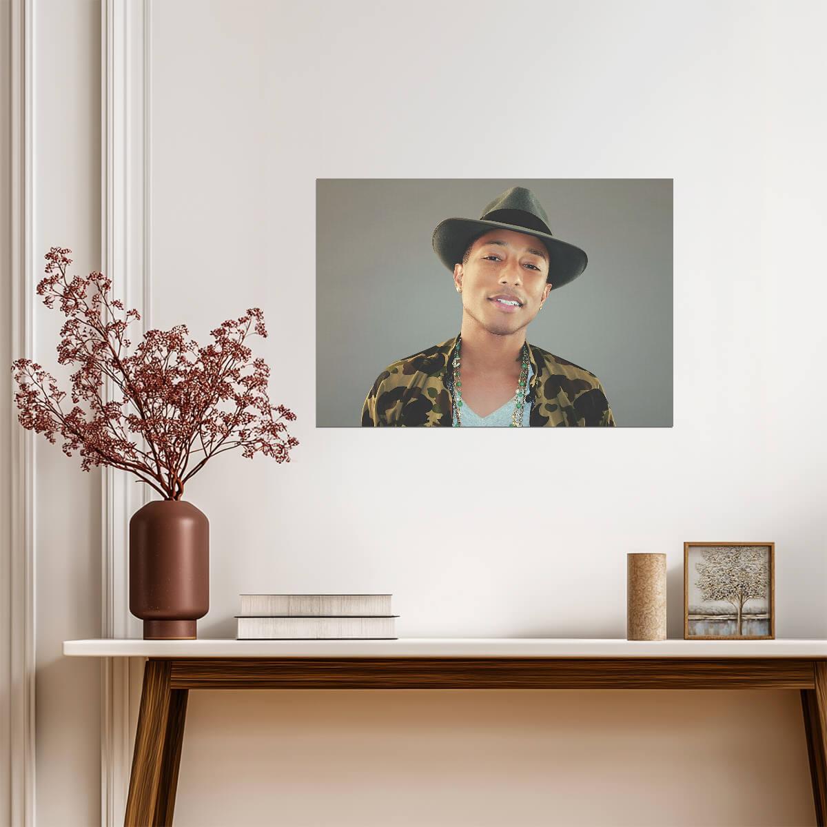 Pharrell Williams in Hat | Celebrity Portrait Poster | Music Star Wall Art - Music Poster