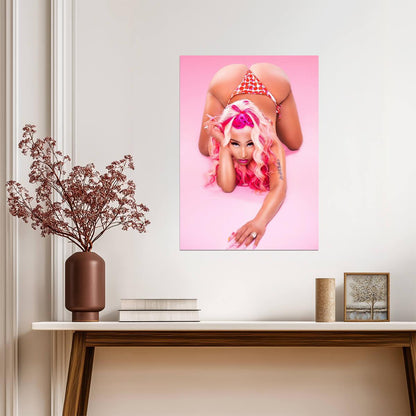 Nicki Minaj Pink Wig Bikini Photoshoot | Music Star Poster | Sexy Celebrity Wall Art - Music Poster