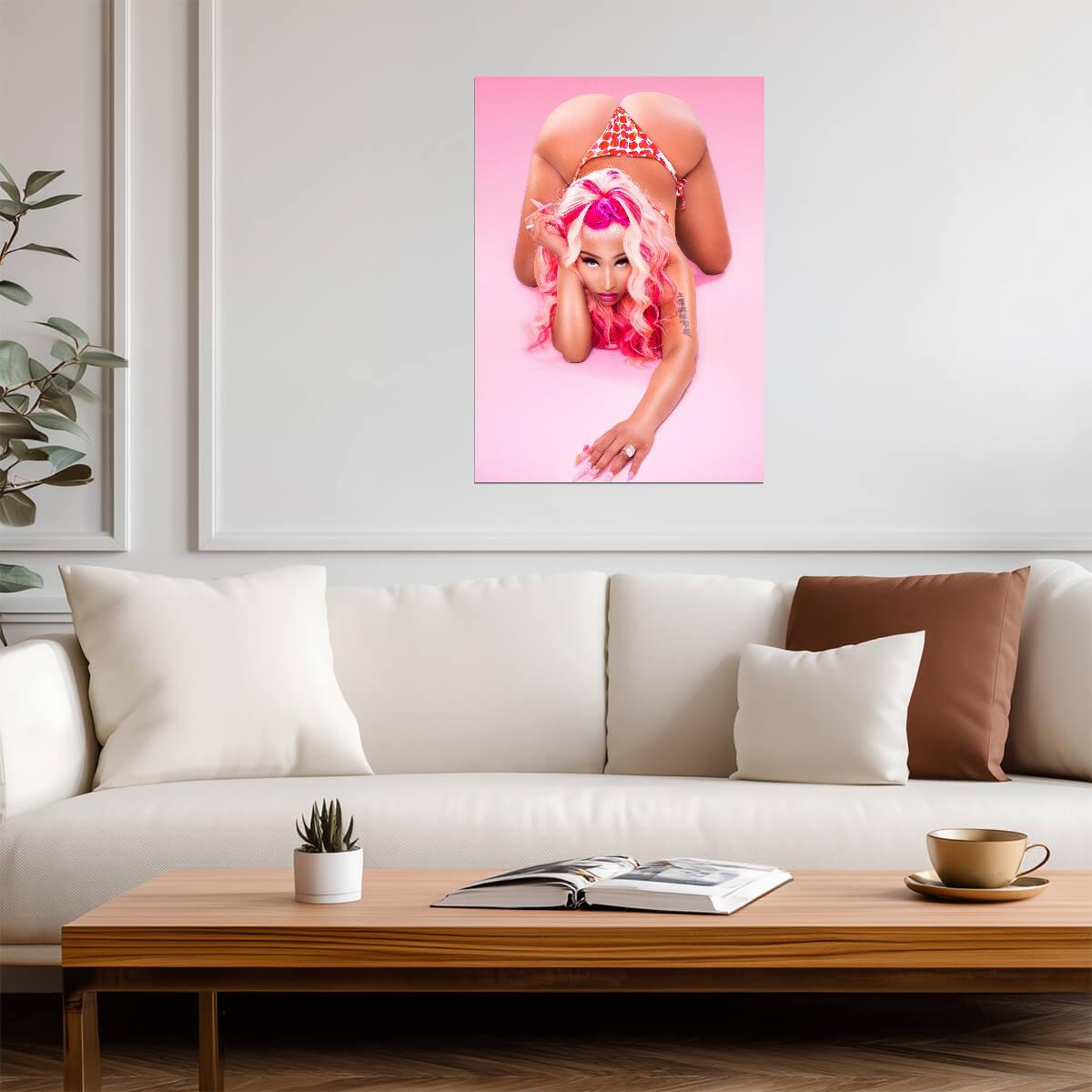 Nicki Minaj Pink Wig Bikini Photoshoot | Music Star Poster | Sexy Celebrity Wall Art - Music Poster