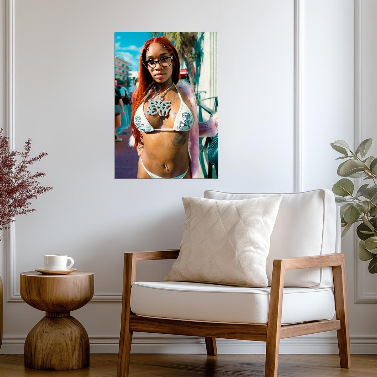 Sexyy Red Red Hair | BigSexyy Necklace Poster | Sexy Hip Hop Star - Music Poster