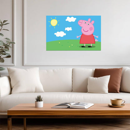Peppa Pig on a Sunny Day | Nursery Wall Art | Cute Cartoon Poster - Movies & TV Poster