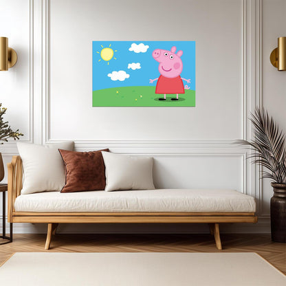 Peppa Pig on a Sunny Day | Nursery Wall Art | Cute Cartoon Poster - Movies & TV Poster