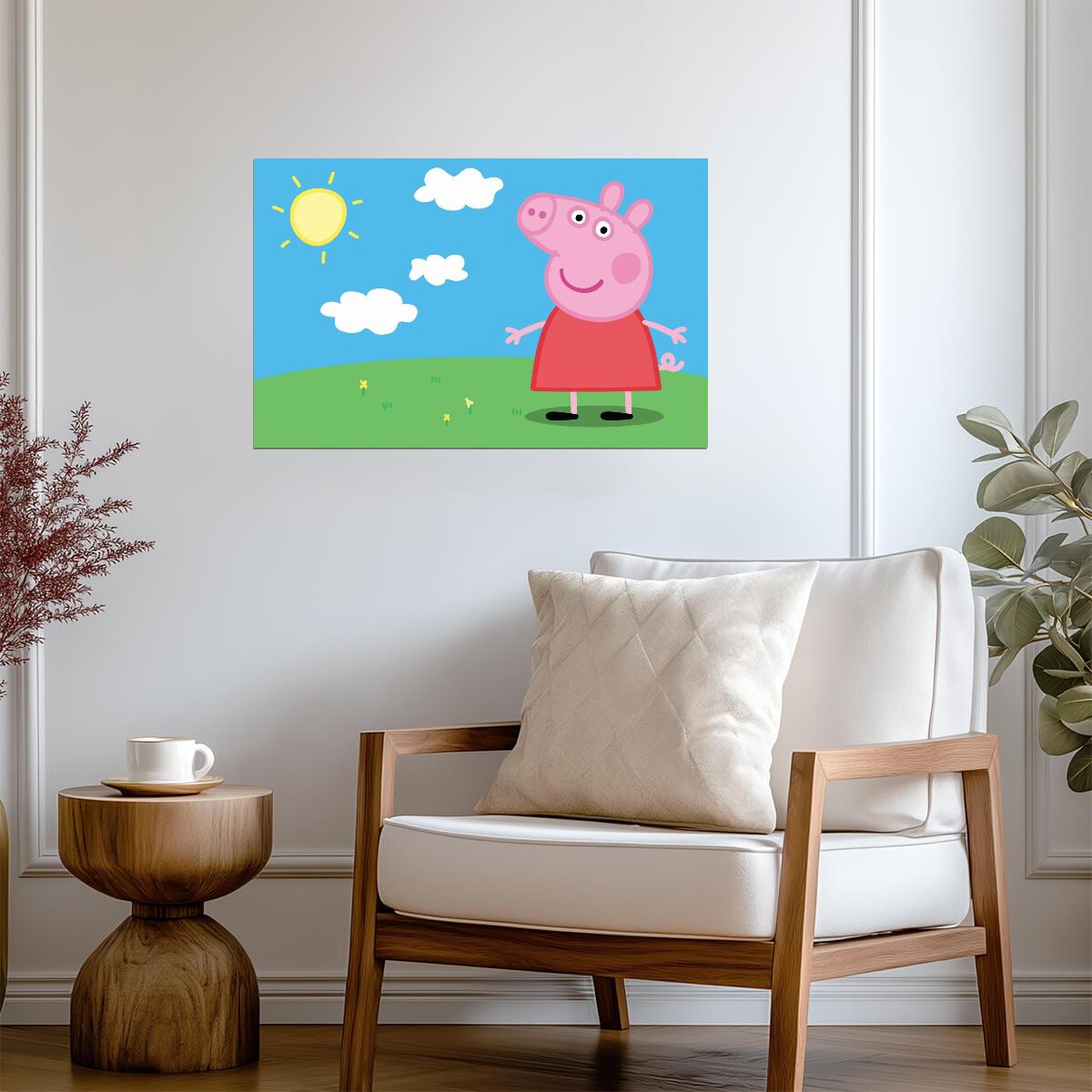 Peppa Pig on a Sunny Day | Nursery Wall Art | Cute Cartoon Poster - Movies & TV Poster